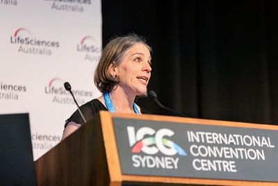 Lisa Eckstein talking at conference